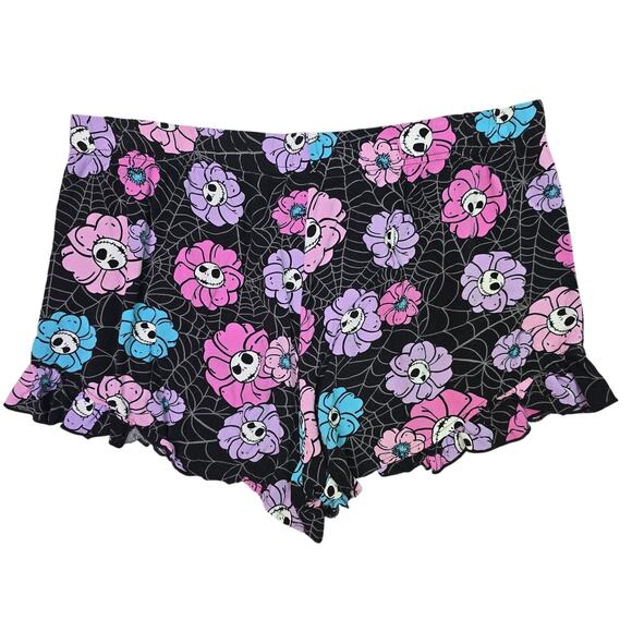 Disney Sleepwear Shorts Womens Large Jack Skellington Pastel Floral Halloween - Picture 2 of 9